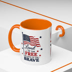 Patriotic Coffee Mug — "Land of the Free Because of the Brave" Accent Mug