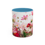 Floral Cosmos Accent Coffee Mug — Pink Wildflower Tea & Coffee Cup (11/15oz)