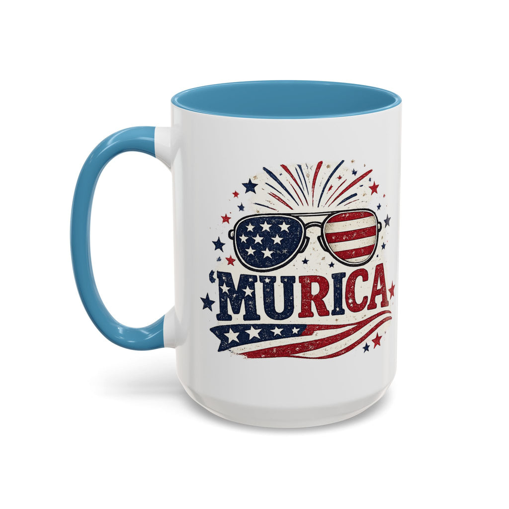 America Flag Accent Coffee Mug - Patriotic 11/15oz Tea Cup