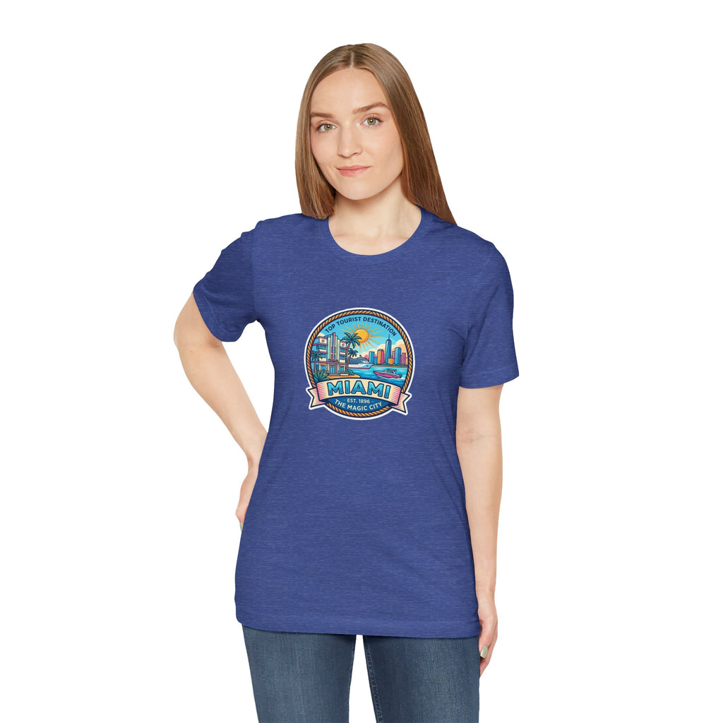 Miami Beach Vintage Logo Tee — Miami Skyline Sunset T‑Shirt