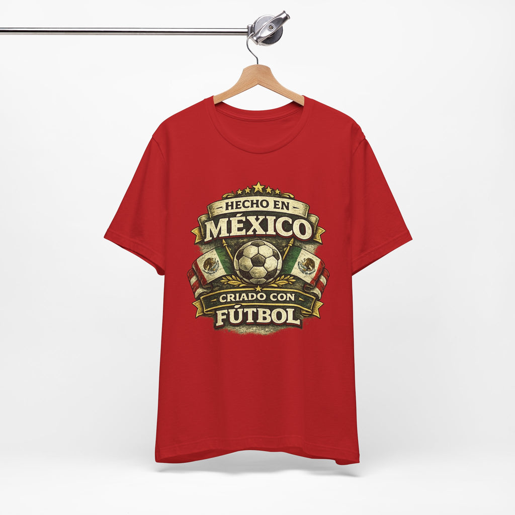 Mexico Soccer T‑Shirt — "Hecho en México, Criado con Fútbol" Vintage Football Tee