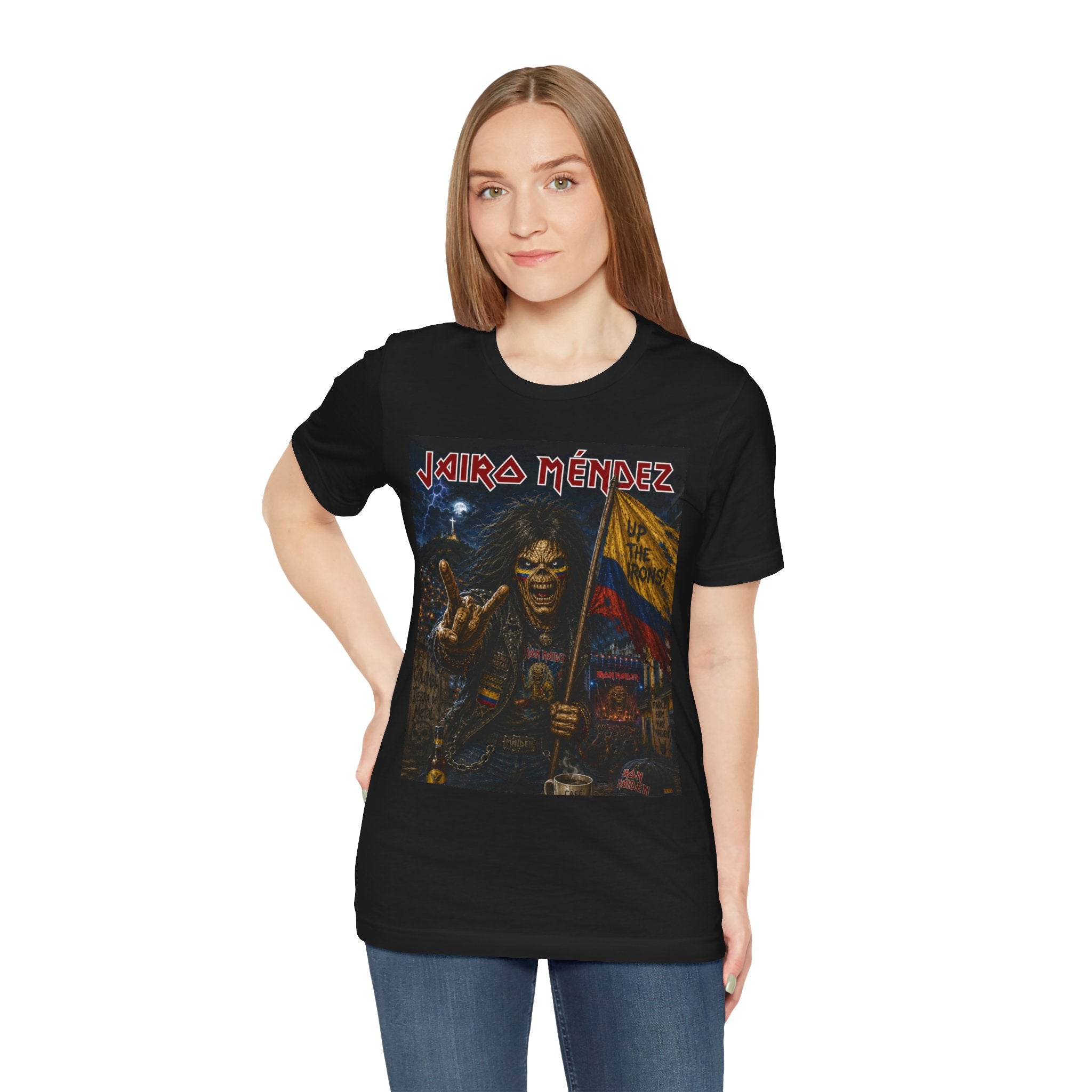 Jairo Méndez Metal Band Tee — Iron Maiden Flag T‑Shirt