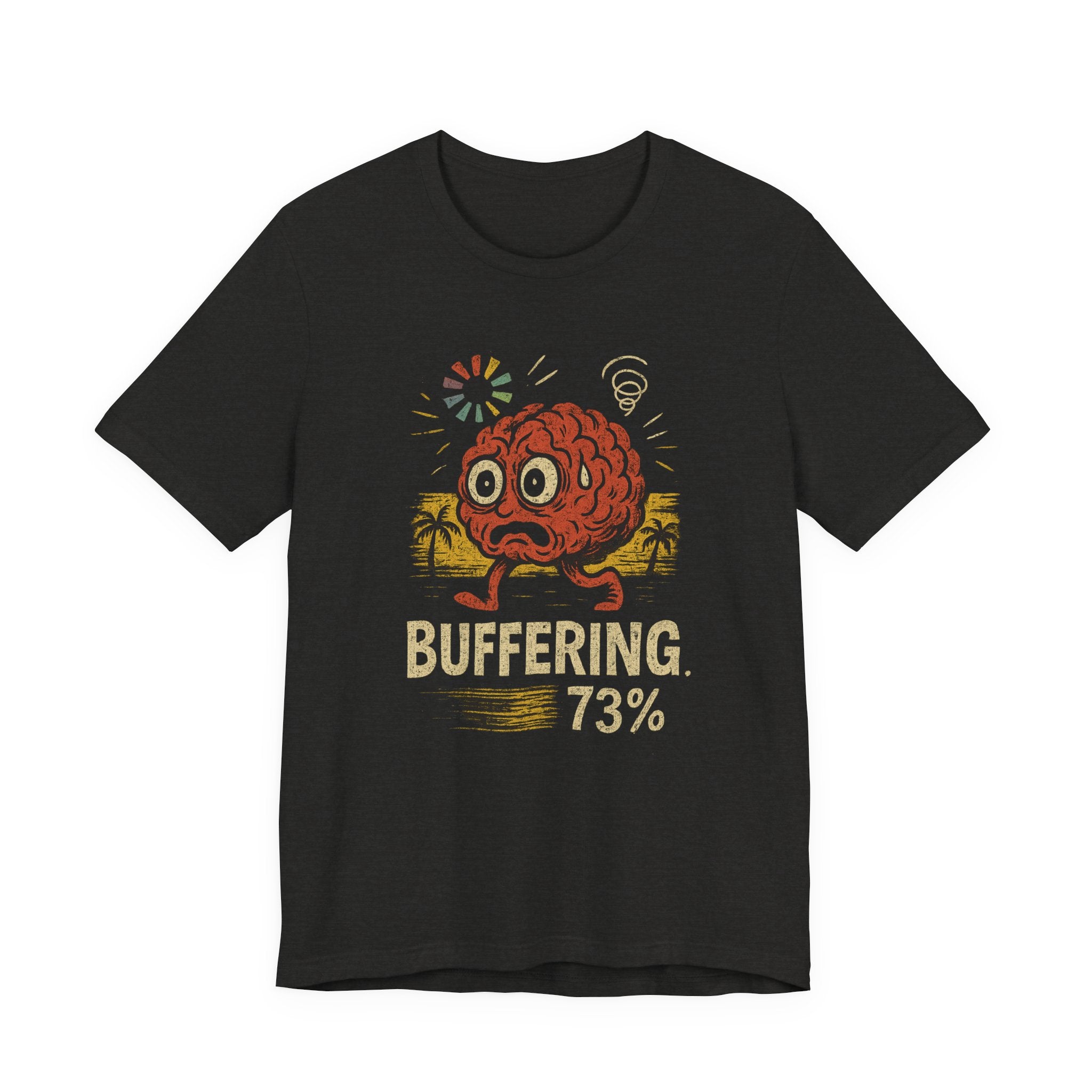 Buffering 73% Brain Cartoon T-Shirt — Funny Geek Humor Tee