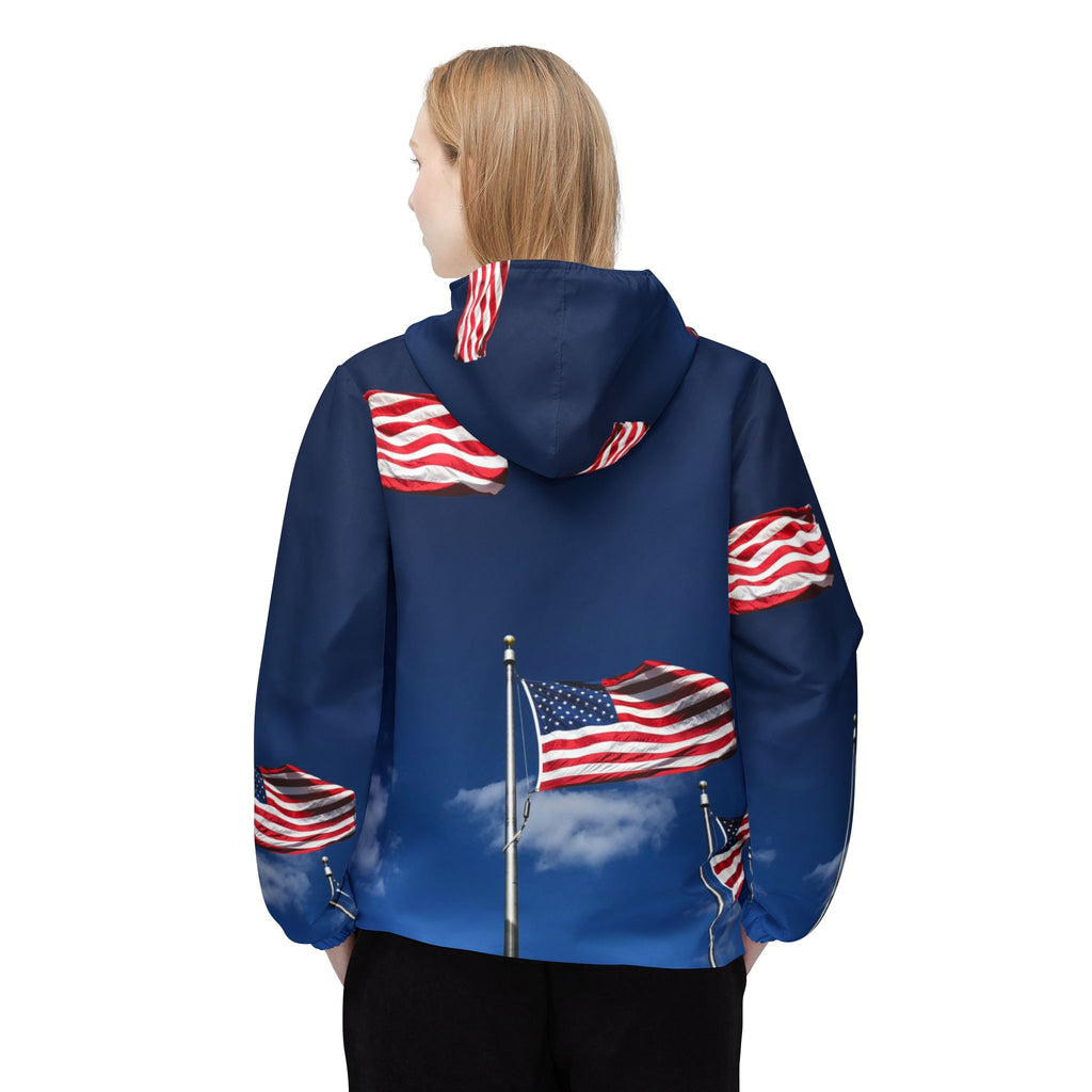American Flag Windbreaker Jacket — All-Over Print Patriotic Windbreaker