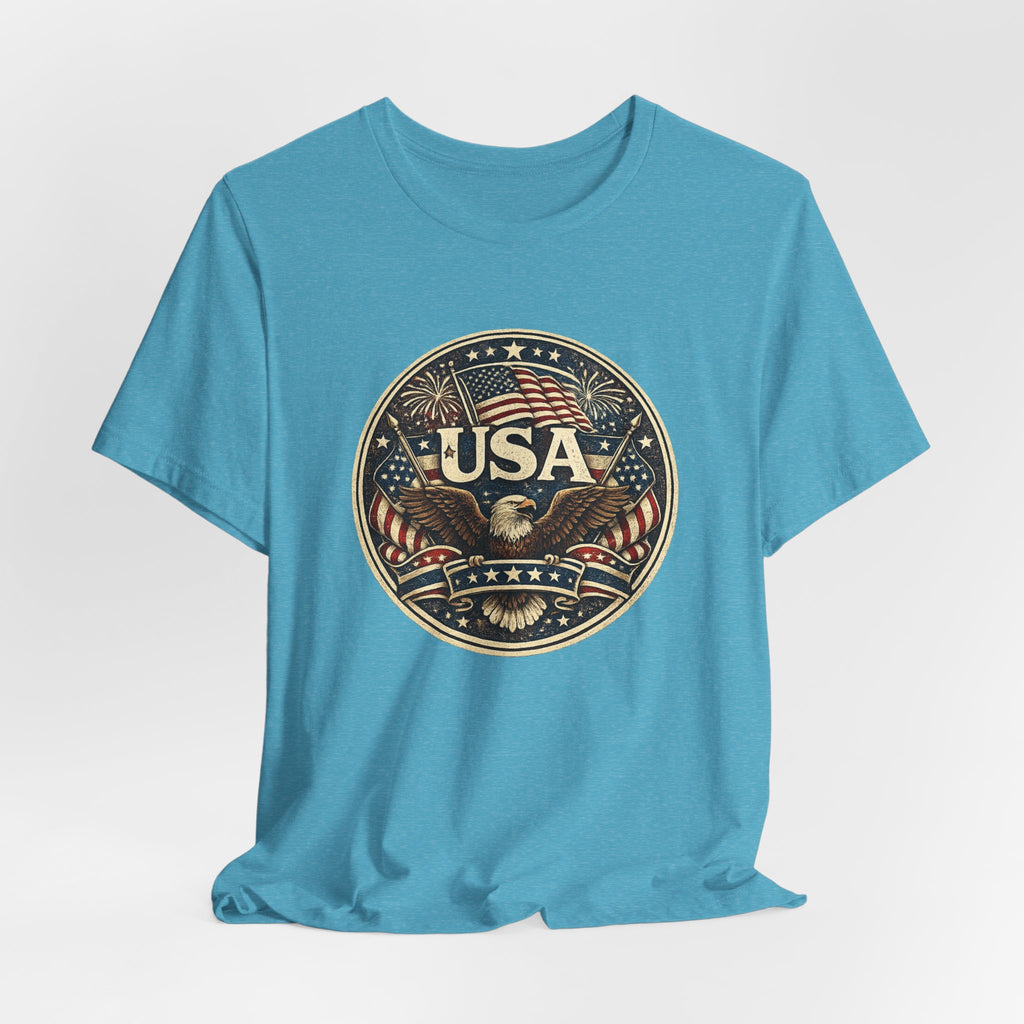 USA Eagle Vintage Patriotic T-Shirt — American Flag Graphic Tee