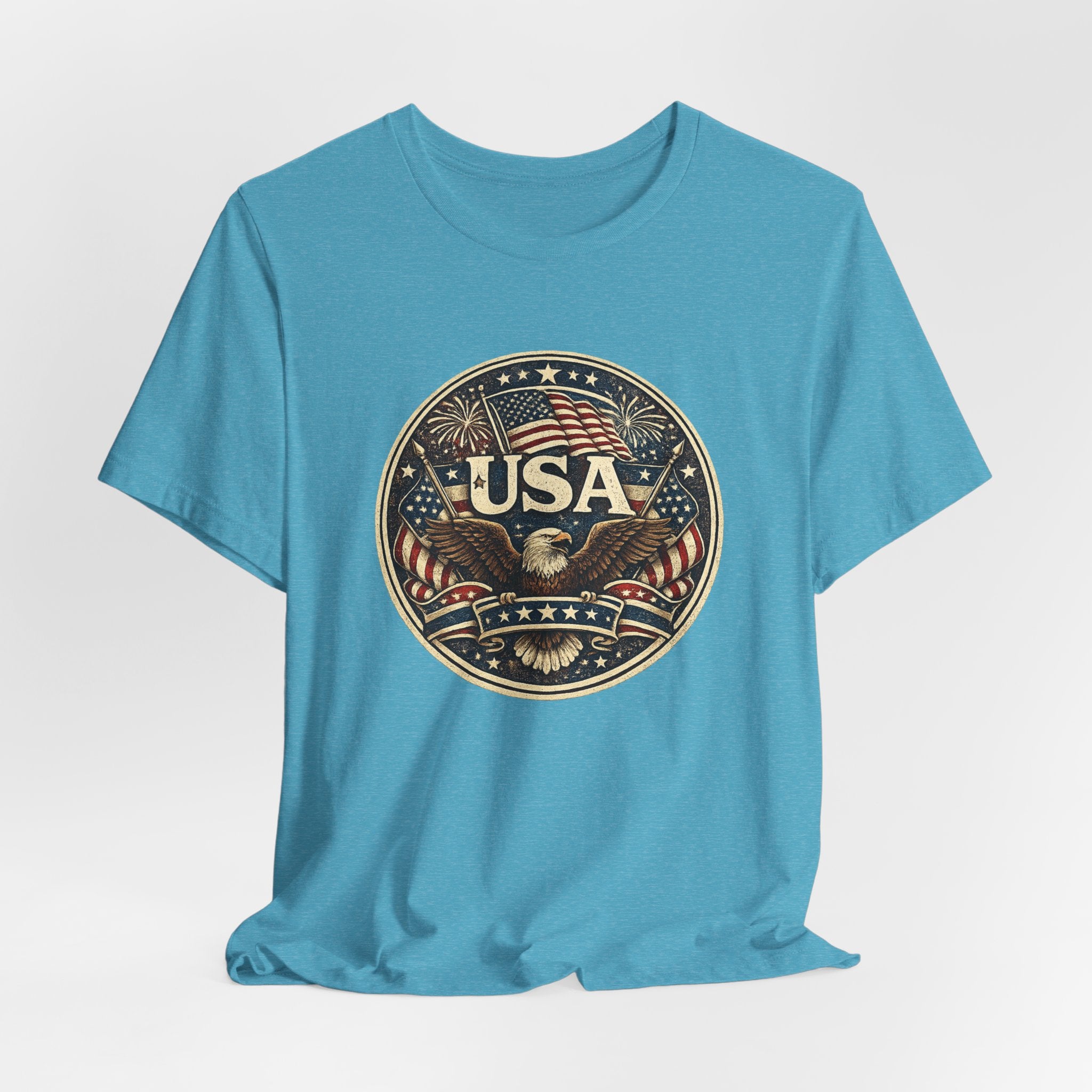 USA Eagle Vintage Patriotic T-Shirt — American Flag Graphic Tee