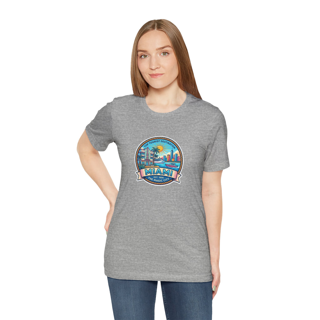 Miami Beach Vintage Logo Tee — Miami Skyline Sunset T‑Shirt