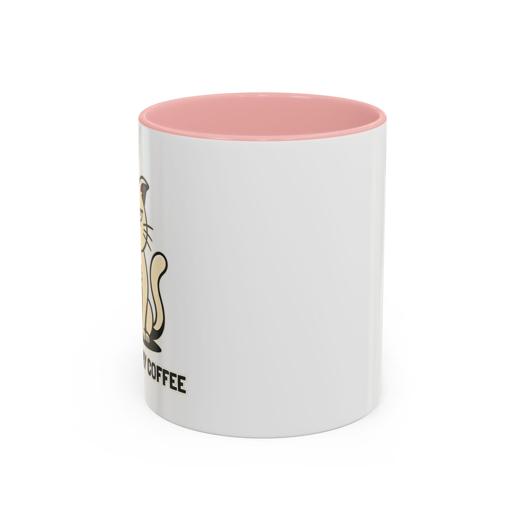 Cat Lover Coffee Mug – Cute Cat Illustration ‘Coffee’ Accent Ceramic Mug (11/15oz)