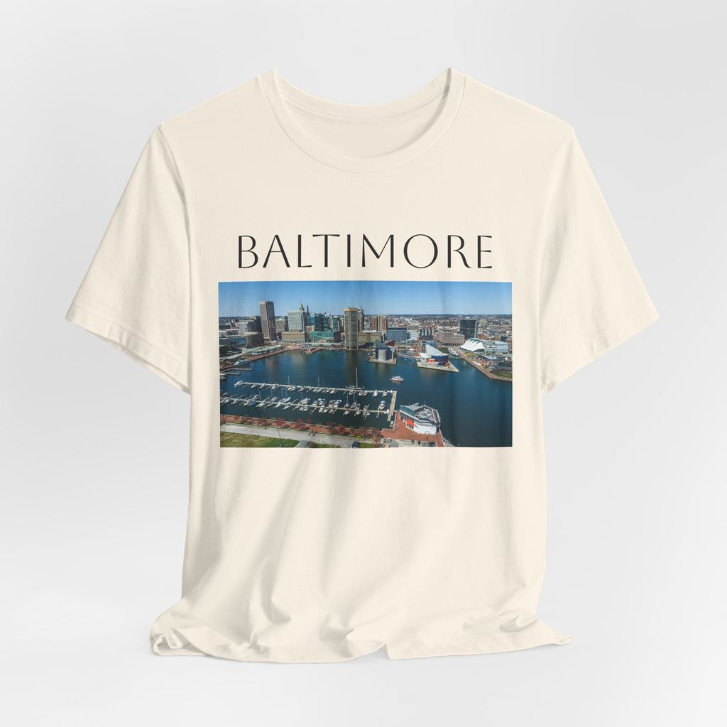 Baltimore Skyline Photo Tee — Inner Harbor Cityscape T-Shirt