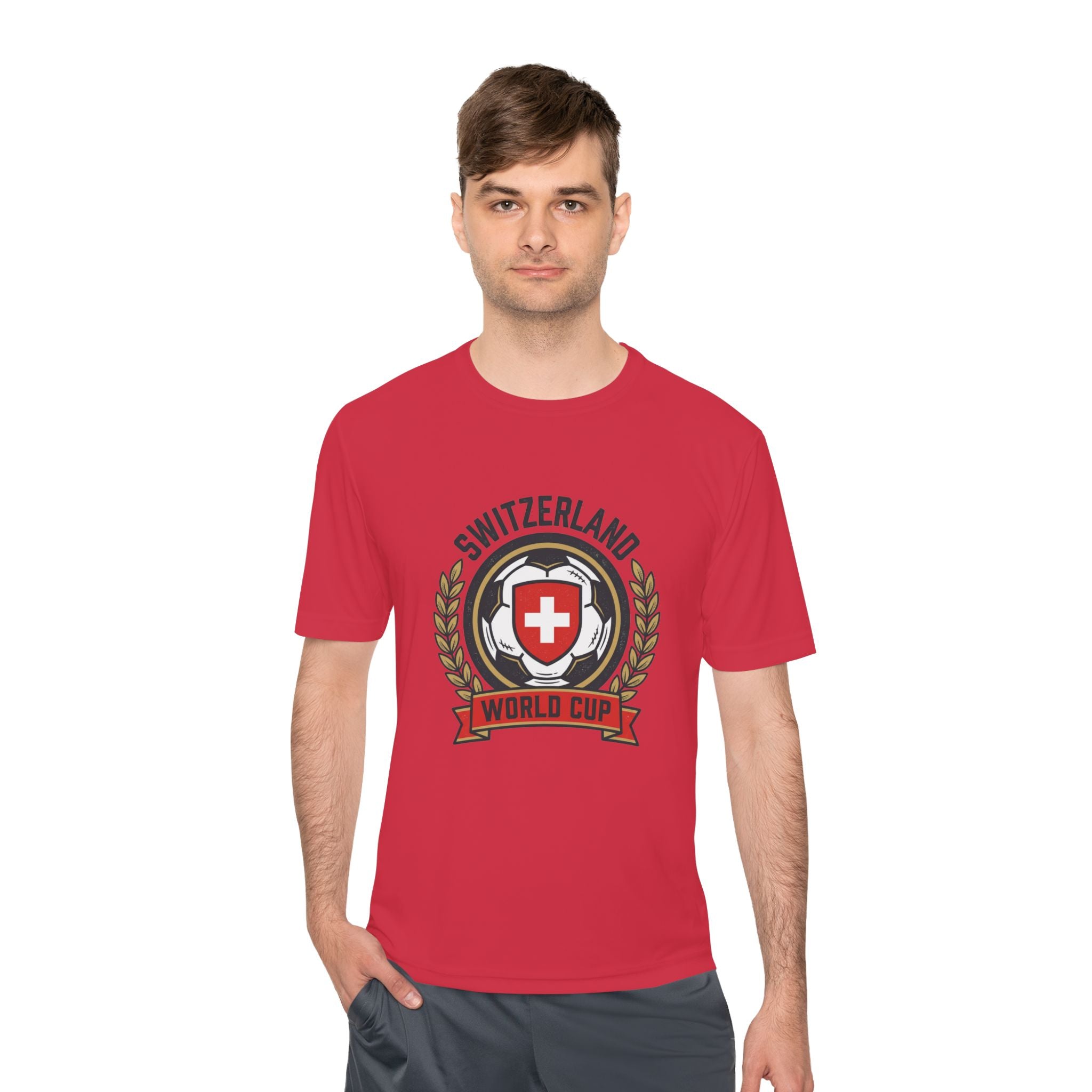 Switzerland World Cup Soccer Tee — Swiss Crest Football Fan Shirt
