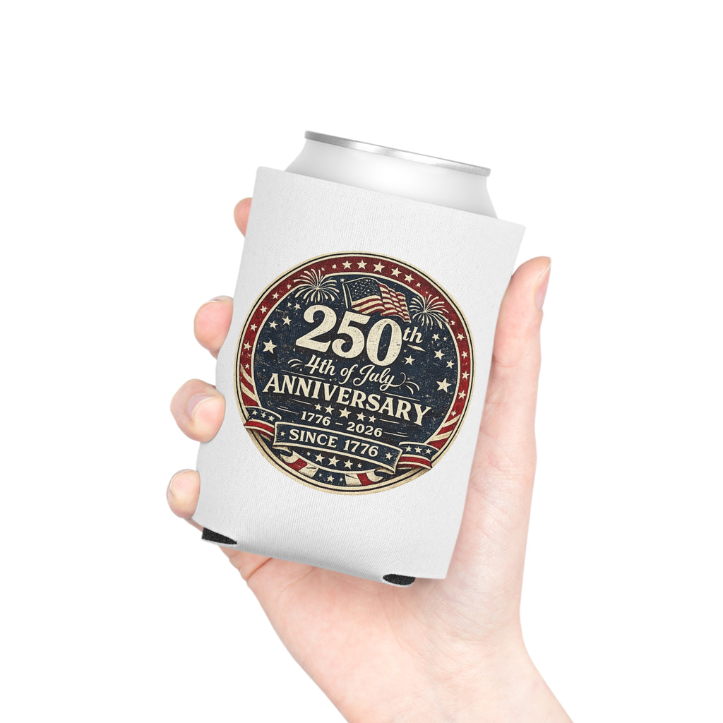 4th of July 250th Anniversary Can Cooler – 1776–2026 Patriotic Beer Koozie