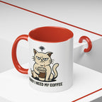 Cat Lover Coffee Mug – Cute Cat Illustration ‘Coffee’ Accent Ceramic Mug (11/15oz)