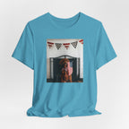 Patriotic Dog T-Shirt - Photo Print with American Flag Bunting