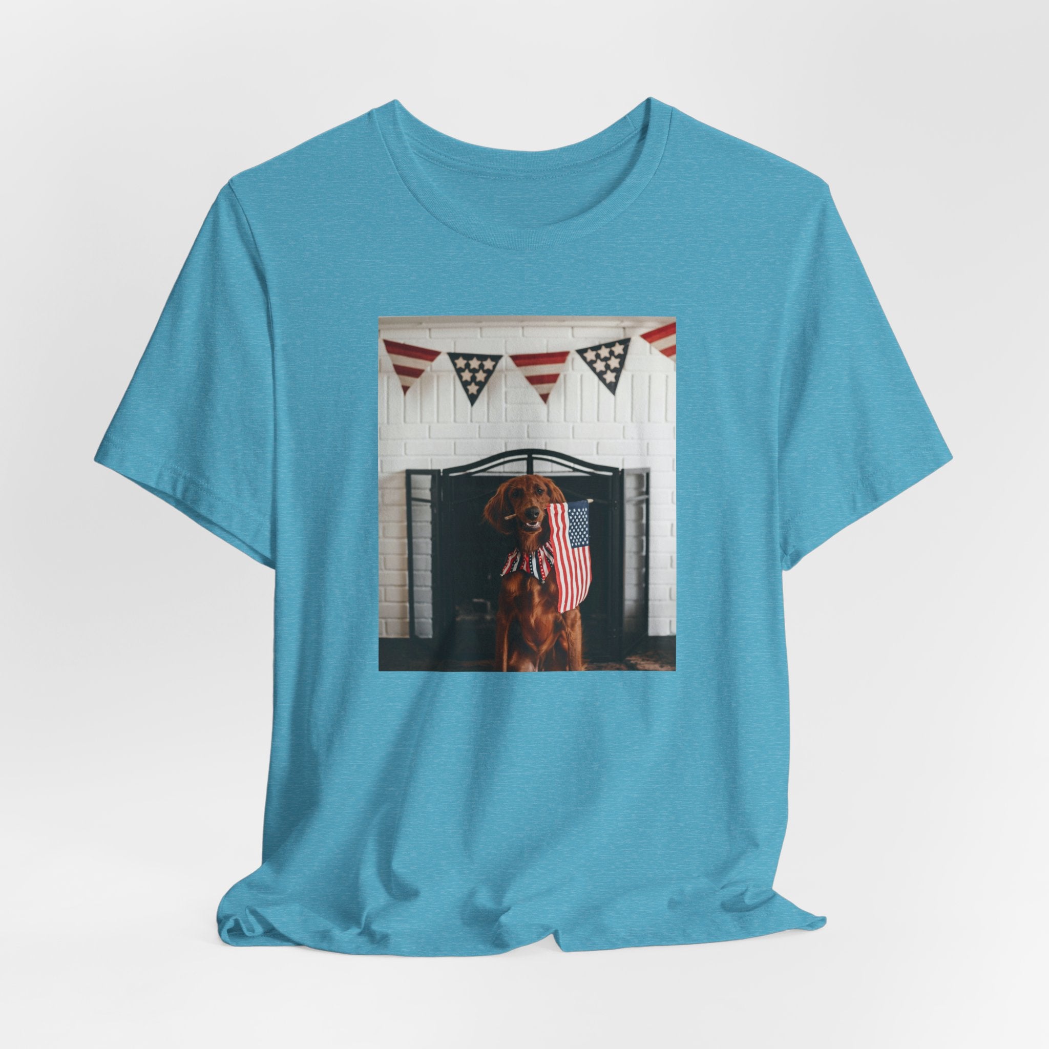Patriotic Dog T-Shirt - Photo Print with American Flag Bunting