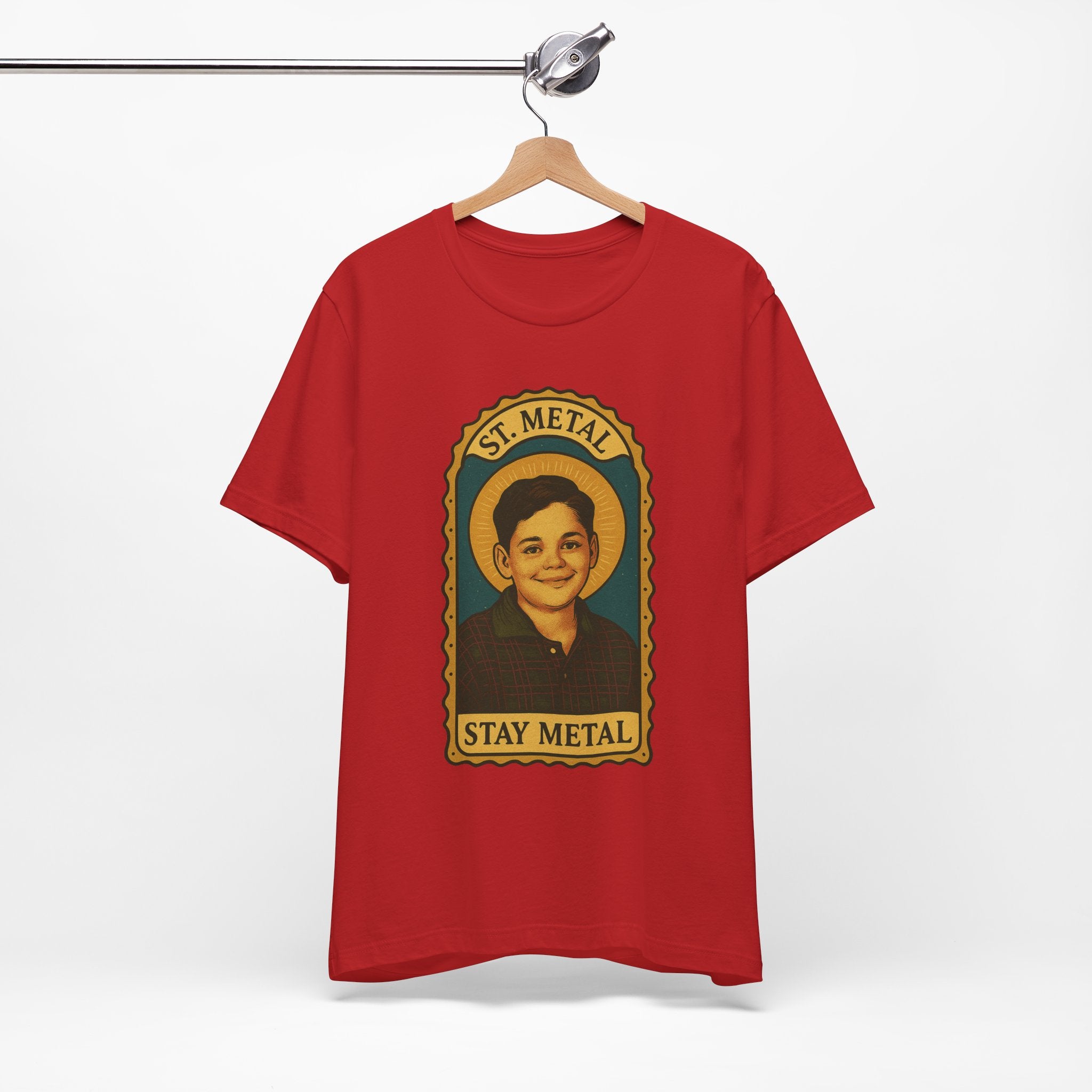 Copy of Stay Metal T-Shirt — Retro Saint Portrait Heavy Metal Tee