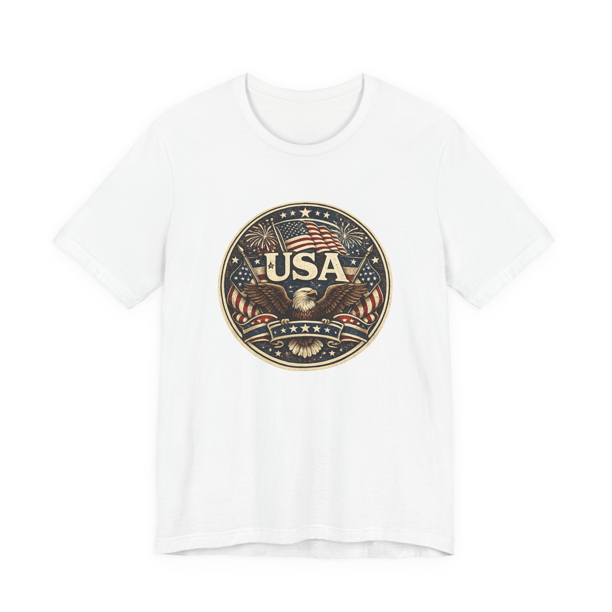 USA Eagle Vintage Patriotic T-Shirt — American Flag Graphic Tee