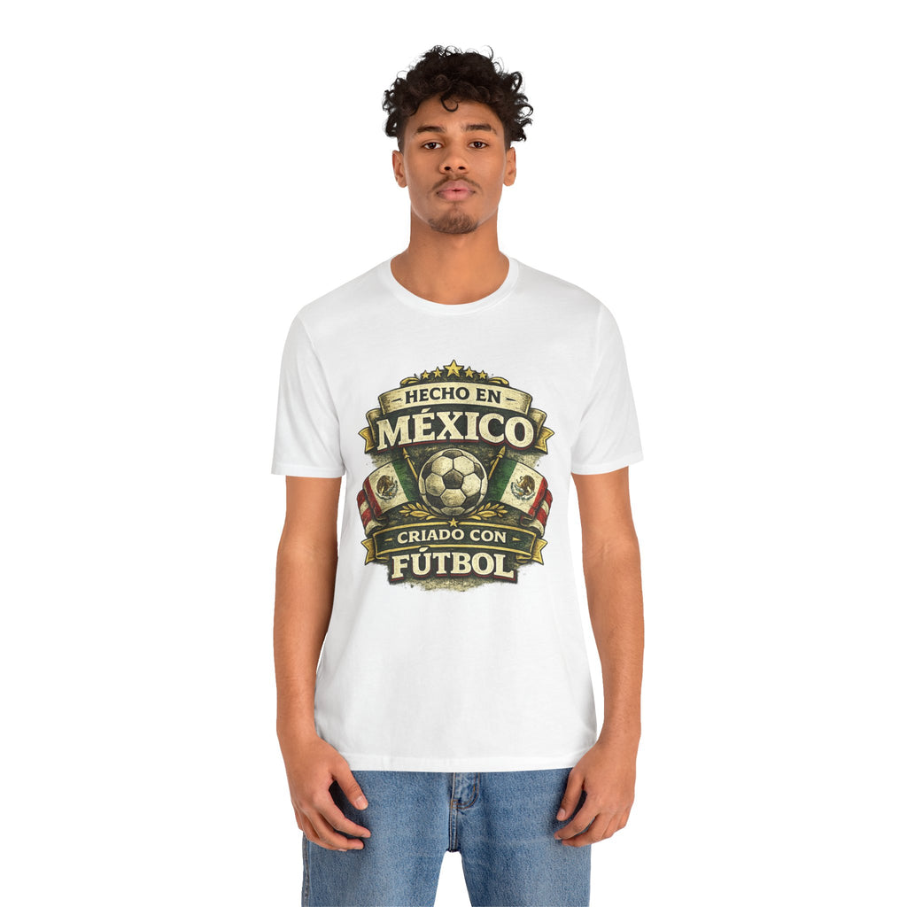 Mexico Soccer T‑Shirt — "Hecho en México, Criado con Fútbol" Vintage Football Tee