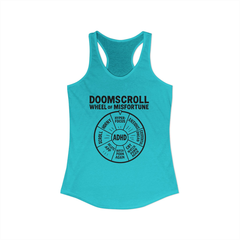 "DOOMSCROLL: Wheel of Misfortune" ADHD tank top