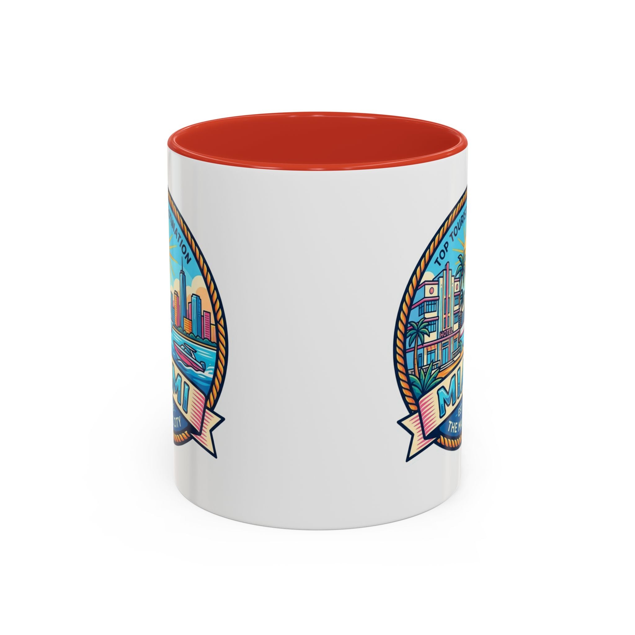 Miami Vintage Travel Accent Coffee Mug – 'Miami' Scenic Beach & Skyline Design (11/15oz)