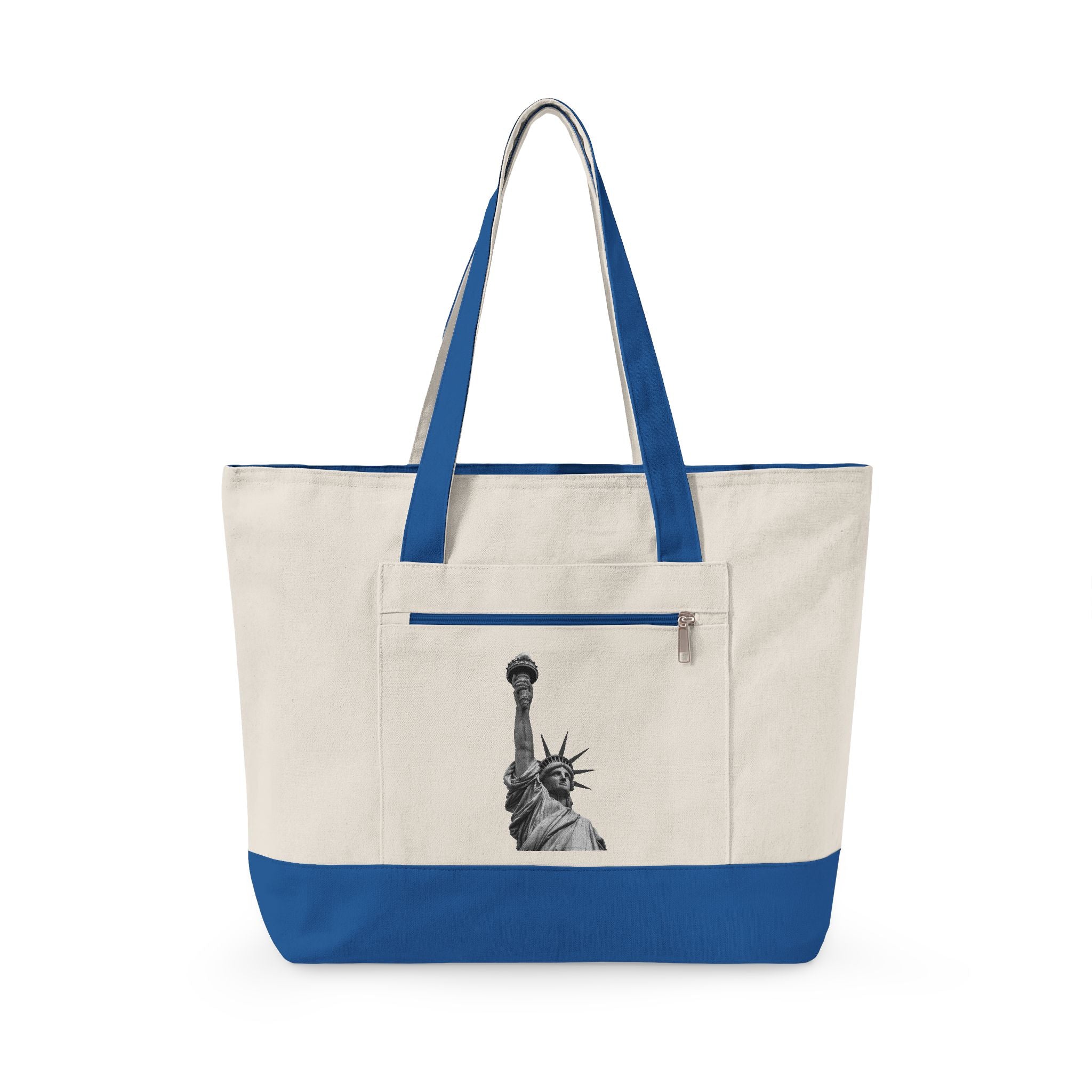 Statue of Liberty Canvas Tote — Zippered Eco Travel Bag