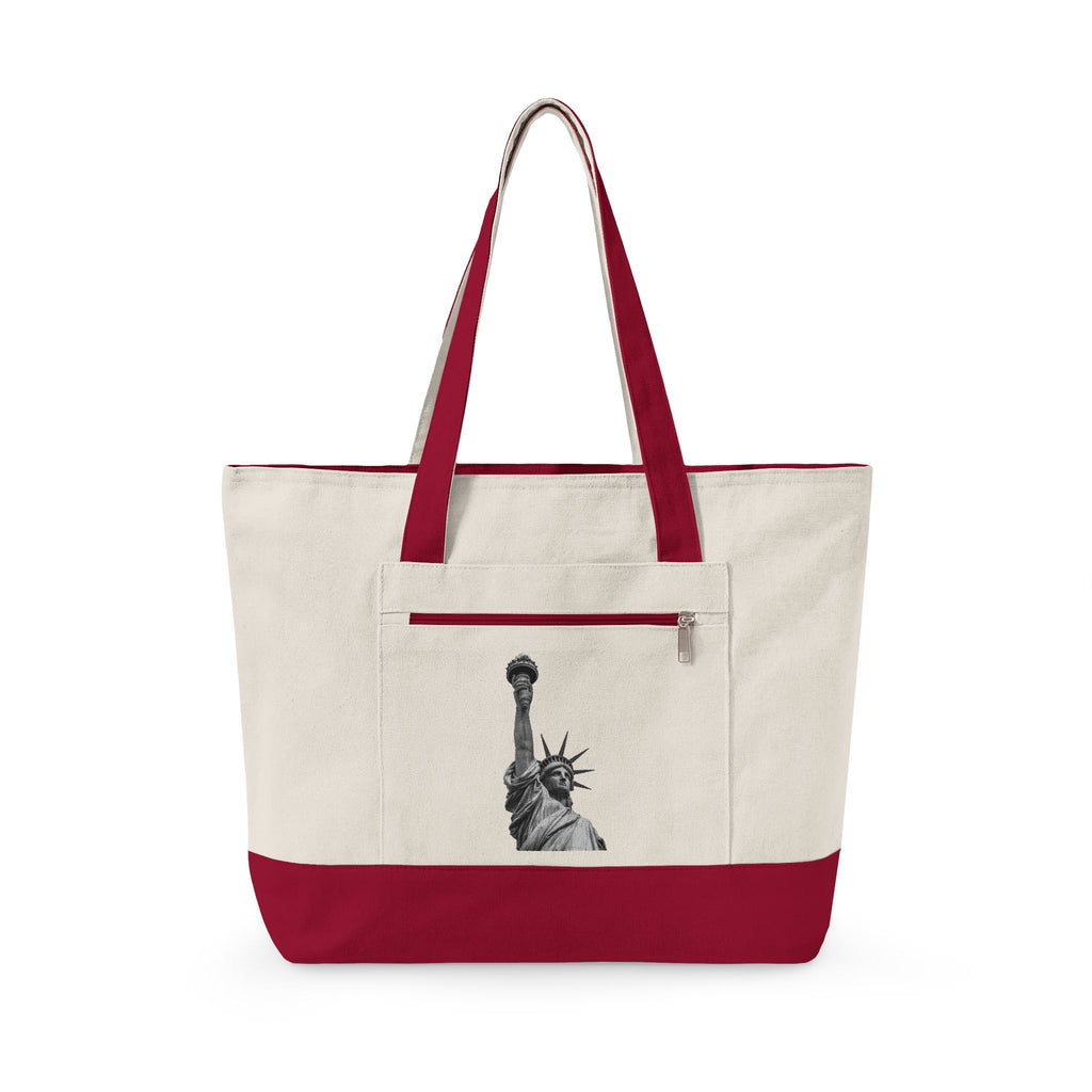 Statue of Liberty Canvas Tote — Zippered Eco Travel Bag