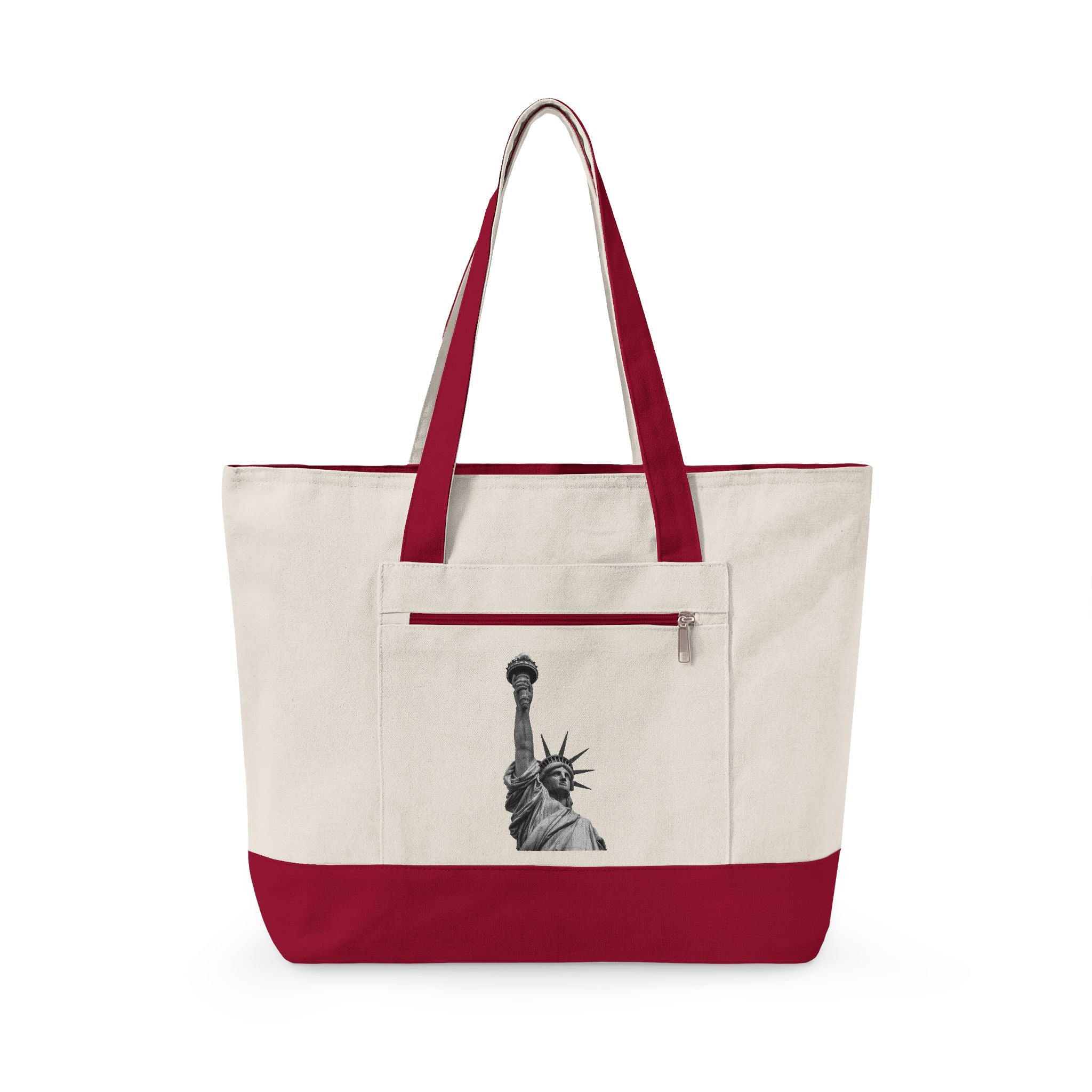 Statue of Liberty Canvas Tote — Zippered Eco Travel Bag