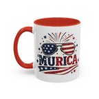 America Flag Accent Coffee Mug - Patriotic 11/15oz Tea Cup
