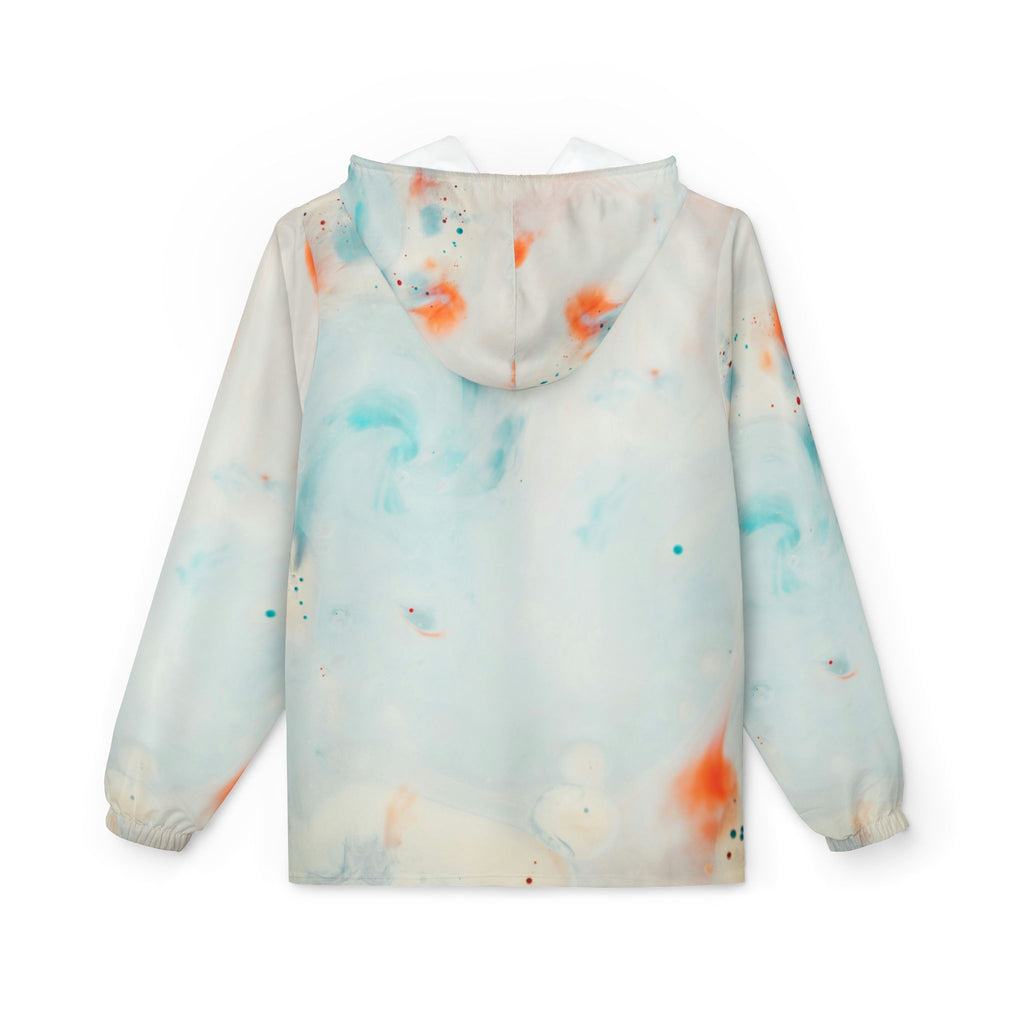 Pastel Tie-Dye Windbreaker Jacket — Lightweight Blue & Orange Printed Hooded Shell