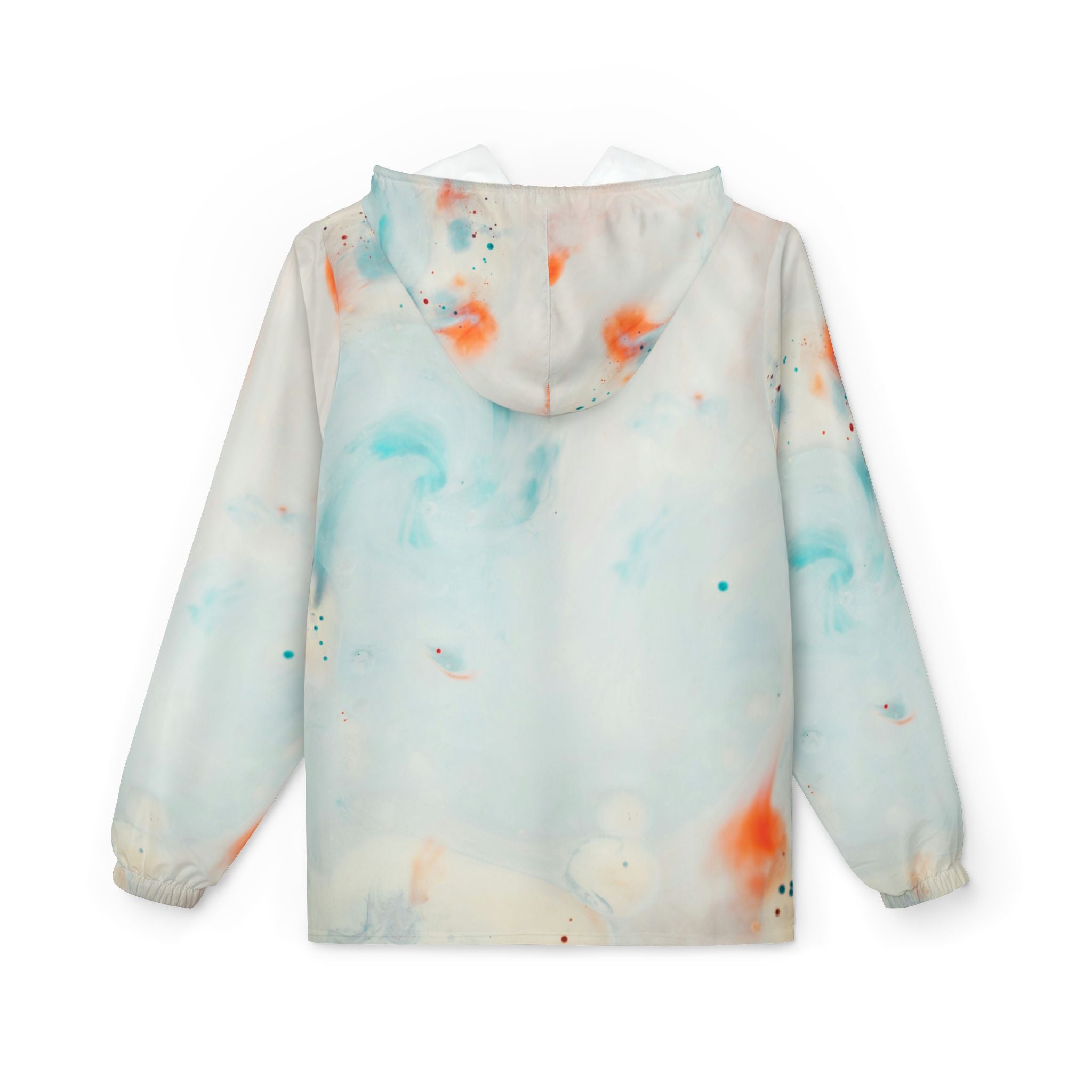 Pastel Tie-Dye Windbreaker Jacket — Lightweight Blue & Orange Printed Hooded Shell