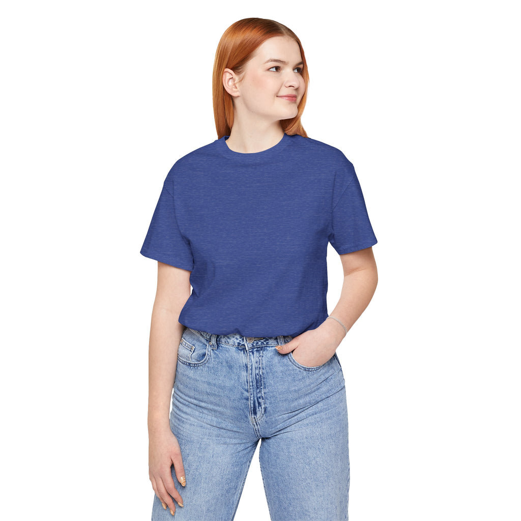 Nature Sunset Mountain Back Design T-Shirt — Scenic River & Pine Forest Graphic Tee