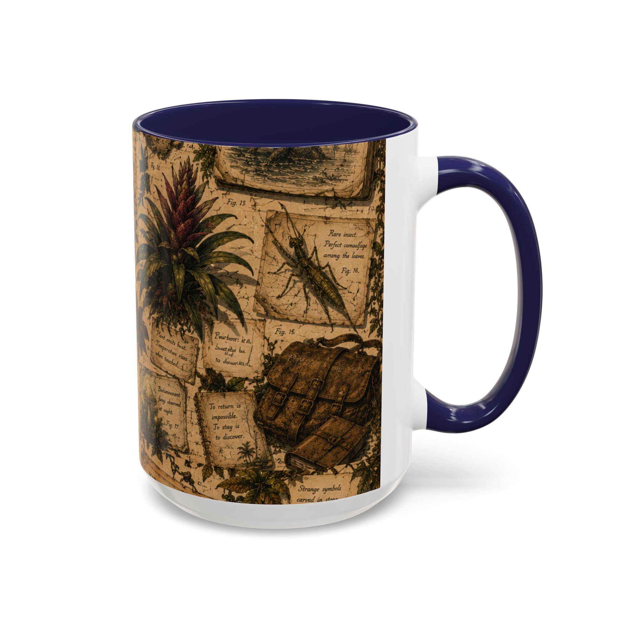 Vintage Natural History Coffee Mug — Botanical & Fossil Illustration Accent Mug