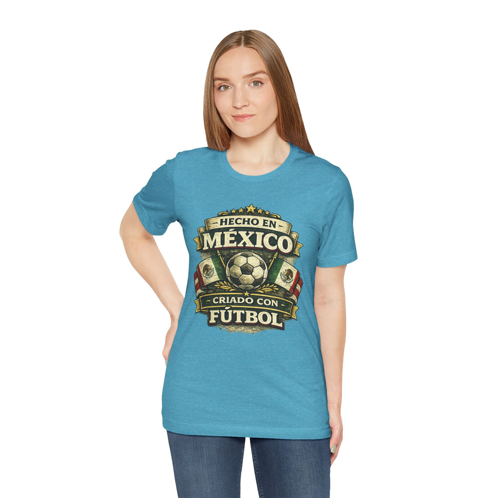 Mexico Soccer T‑Shirt — "Hecho en México, Criado con Fútbol" Vintage Football Tee