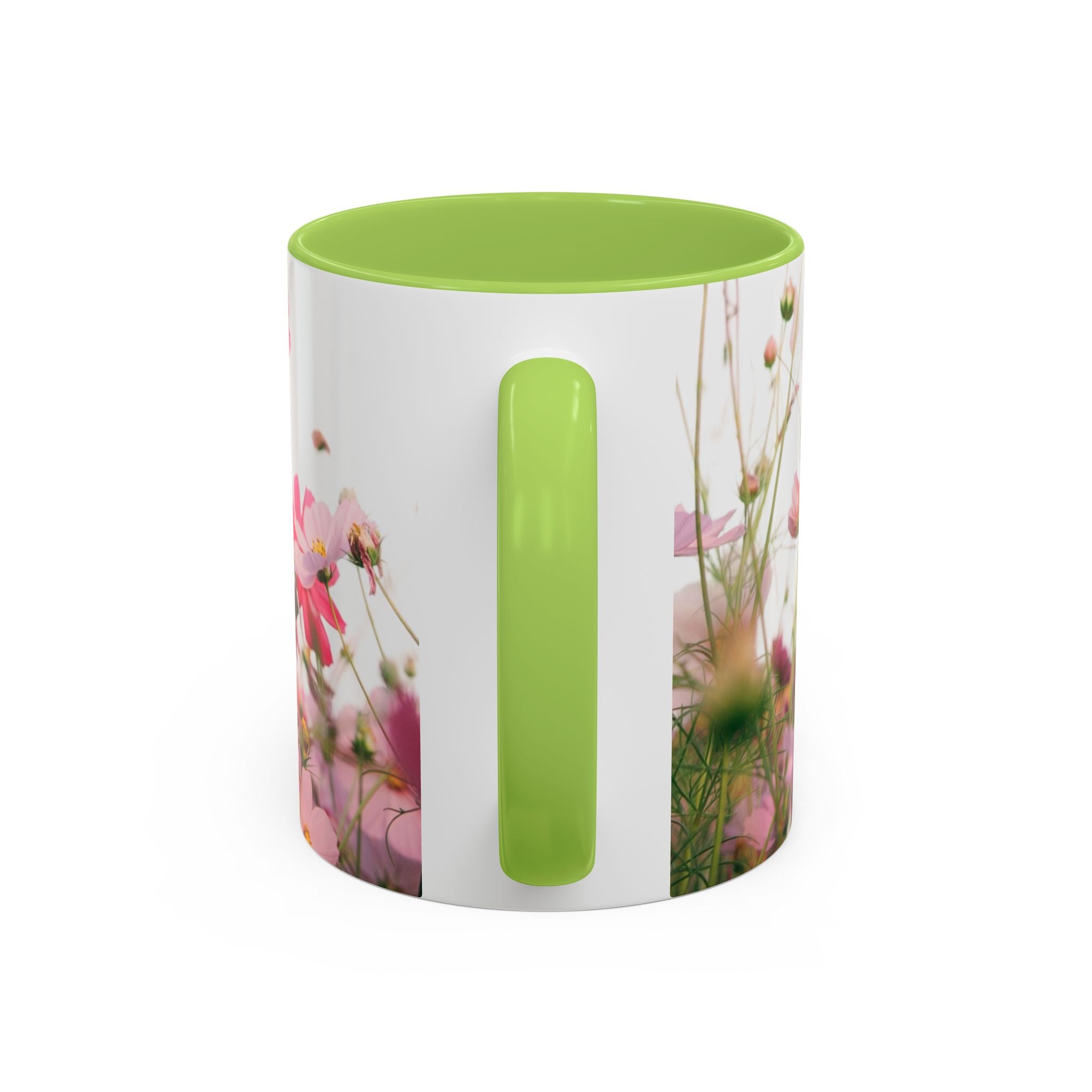 Floral Cosmos Accent Coffee Mug — Pink Wildflower Tea & Coffee Cup (11/15oz)