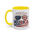 America Flag Accent Coffee Mug - Patriotic 11/15oz Tea Cup