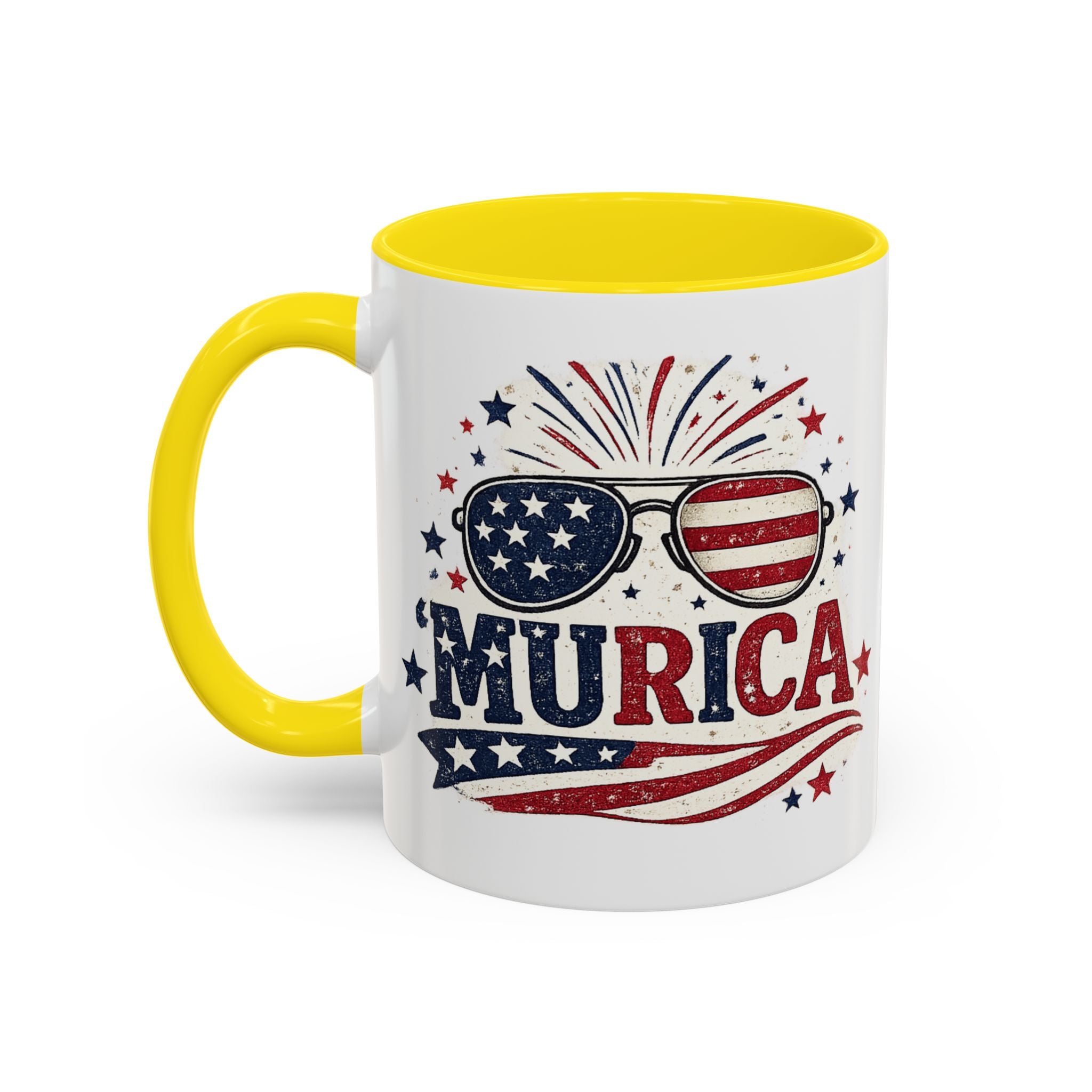 America Flag Accent Coffee Mug - Patriotic 11/15oz Tea Cup