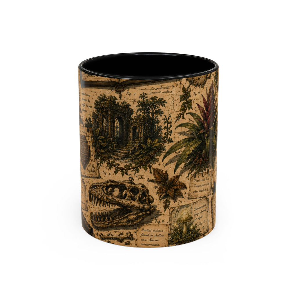 Vintage Natural History Coffee Mug — Botanical & Fossil Illustration Accent Mug