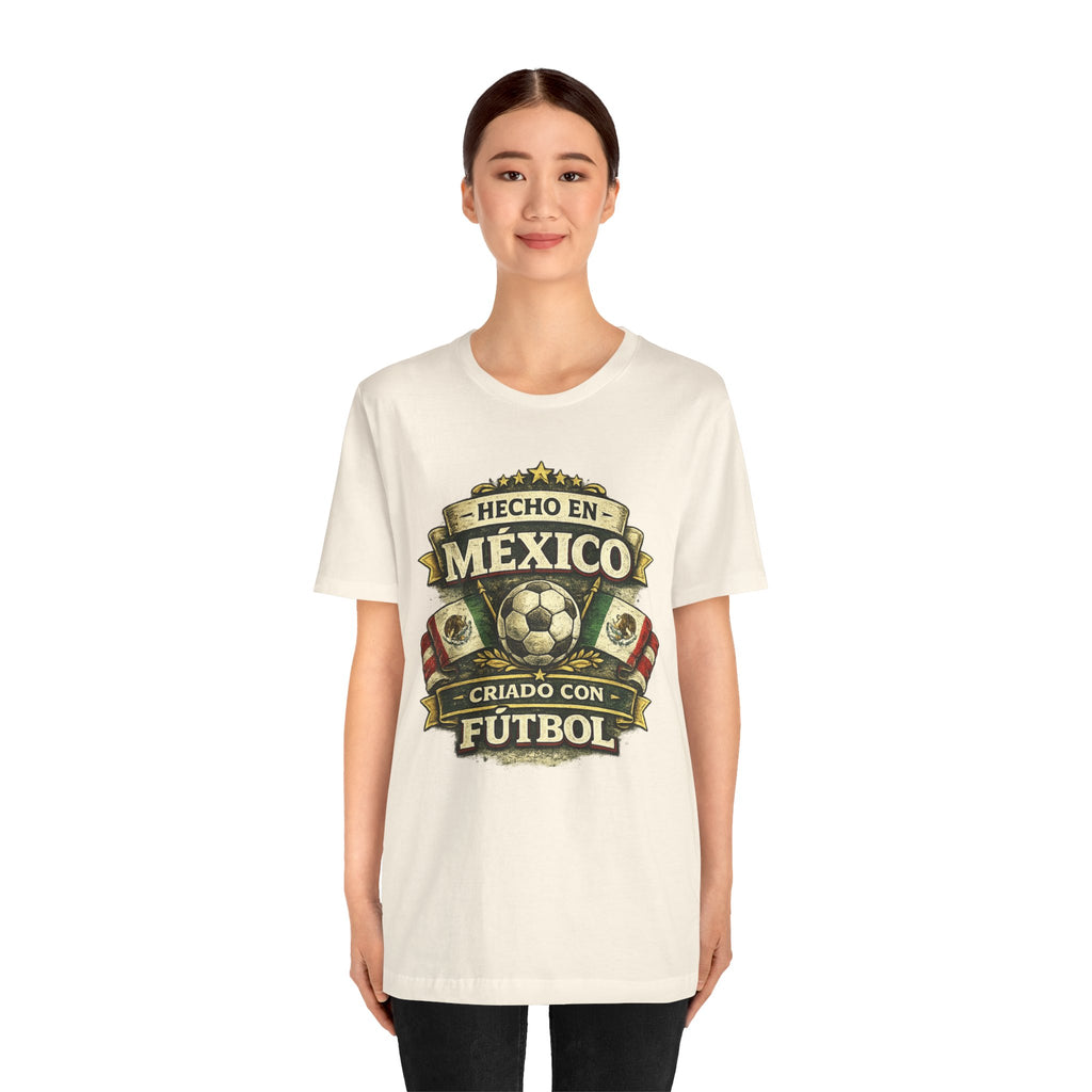 Mexico Soccer T‑Shirt — "Hecho en México, Criado con Fútbol" Vintage Football Tee