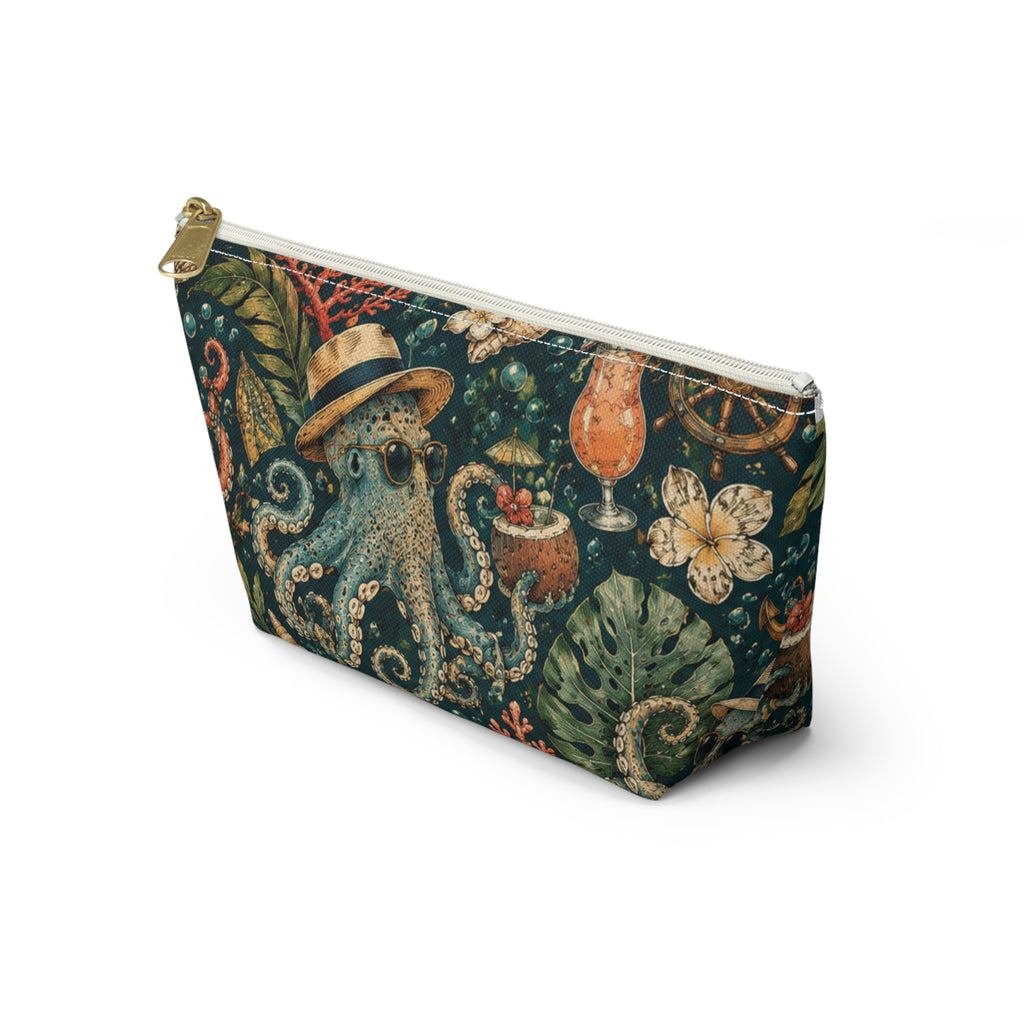 Nautical Octopus Accessory Pouch — Tropical Beach Cosmetic Bag