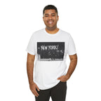 New York City Skyline Tee — Vintage Black & White 'NEW YORK!' Graphic Shirt