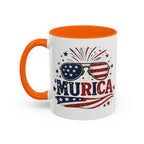 America Flag Accent Coffee Mug - Patriotic 11/15oz Tea Cup