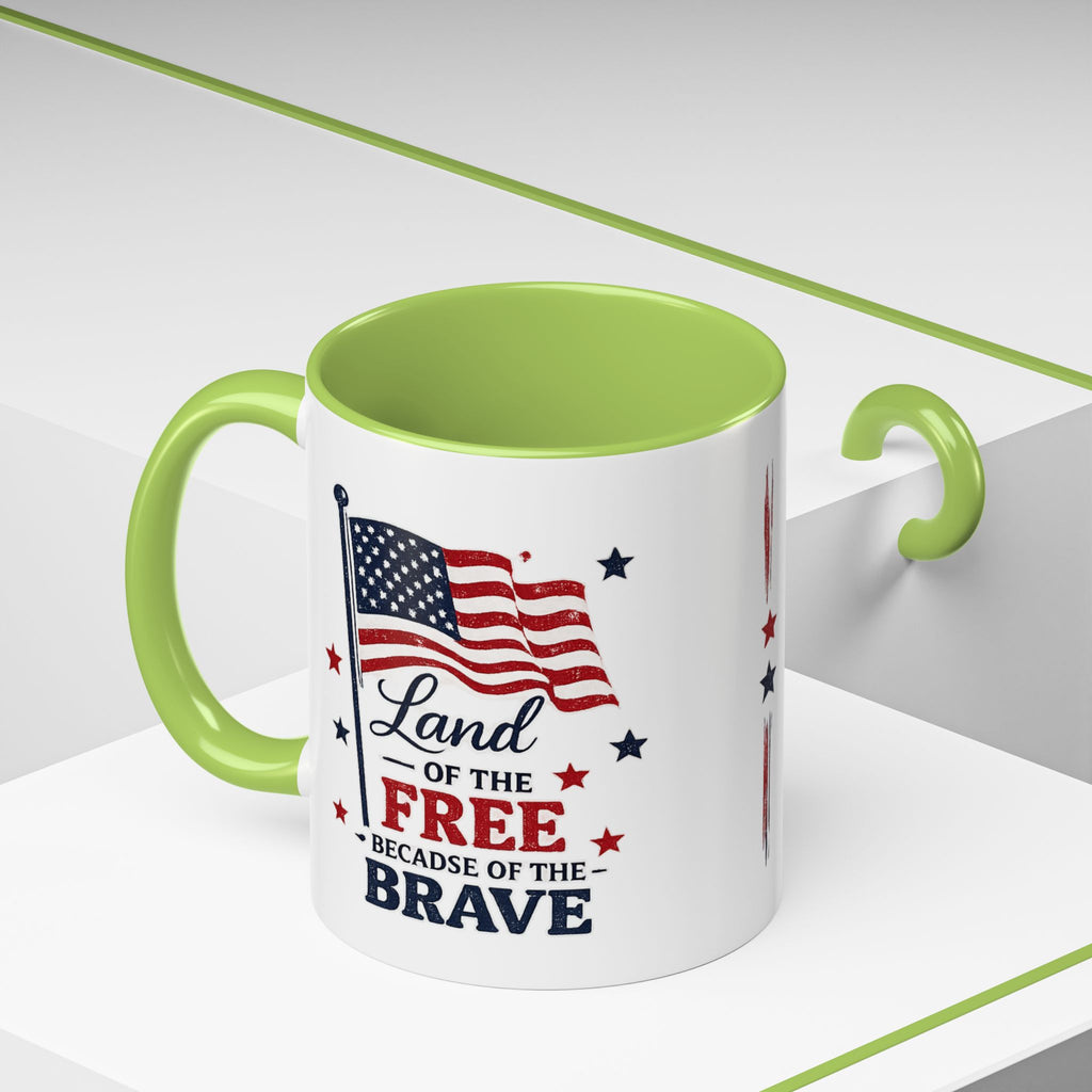Patriotic Coffee Mug — "Land of the Free Because of the Brave" Accent Mug