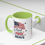 Patriotic Coffee Mug — "Land of the Free Because of the Brave" Accent Mug