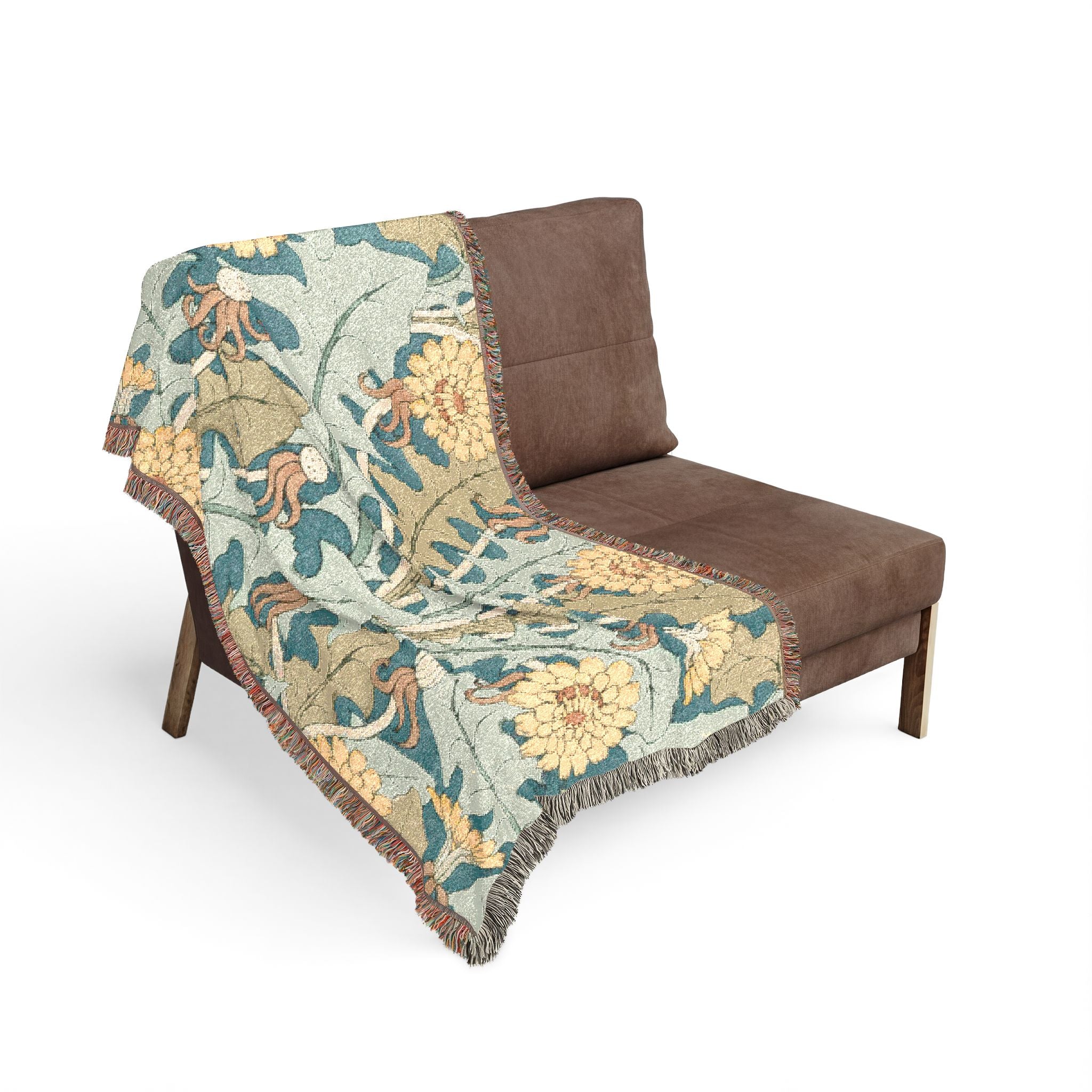 Woven Blanket — Vintage Floral Tapestry Throw for Living Room, Cozy Decorative Sofa Blanket