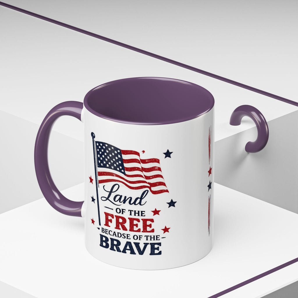 Patriotic Coffee Mug — "Land of the Free Because of the Brave" Accent Mug