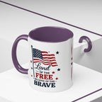 Patriotic Coffee Mug — "Land of the Free Because of the Brave" Accent Mug
