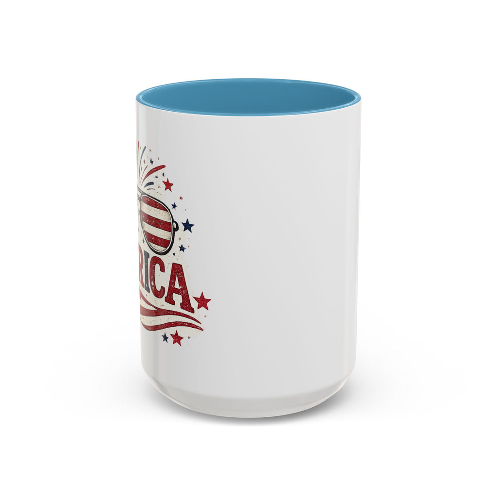 America Flag Accent Coffee Mug - Patriotic 11/15oz Tea Cup