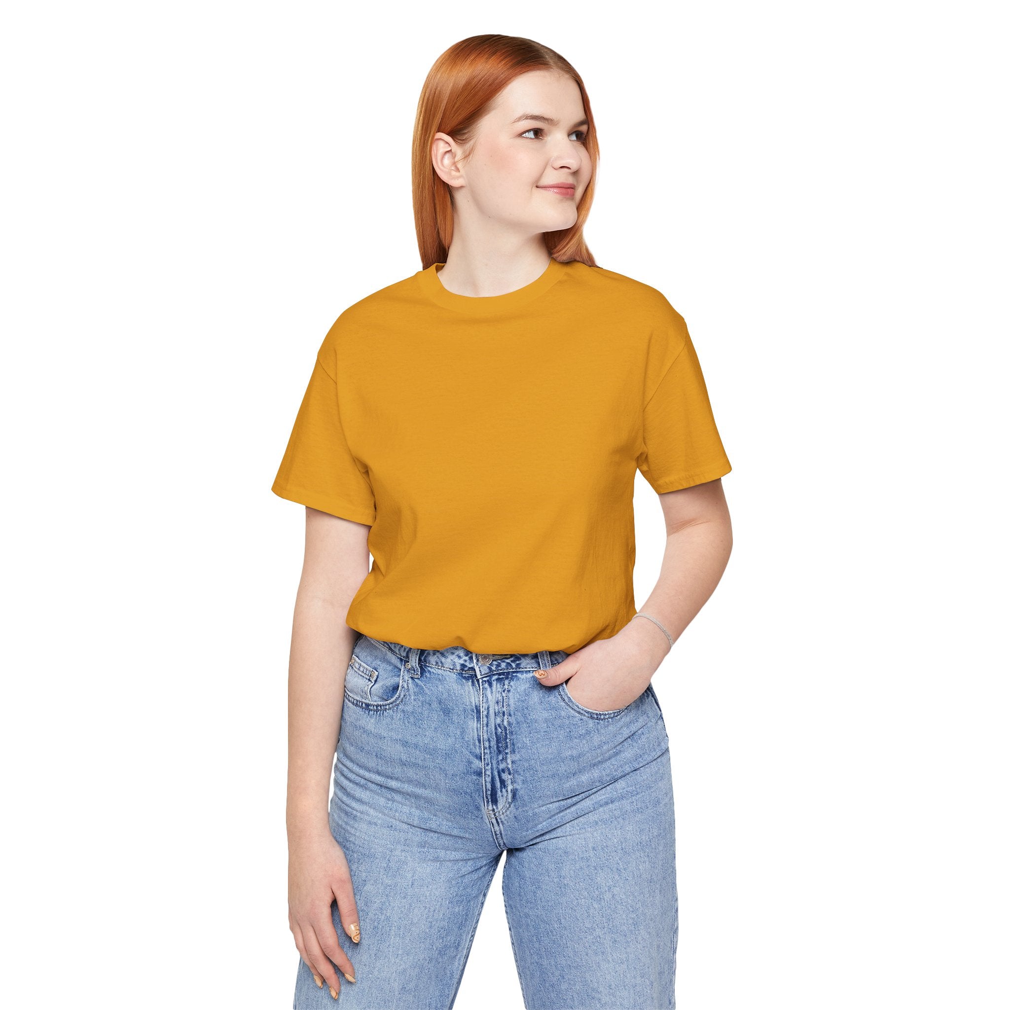 Nature Sunset Mountain Back Design T-Shirt — Scenic River & Pine Forest Graphic Tee