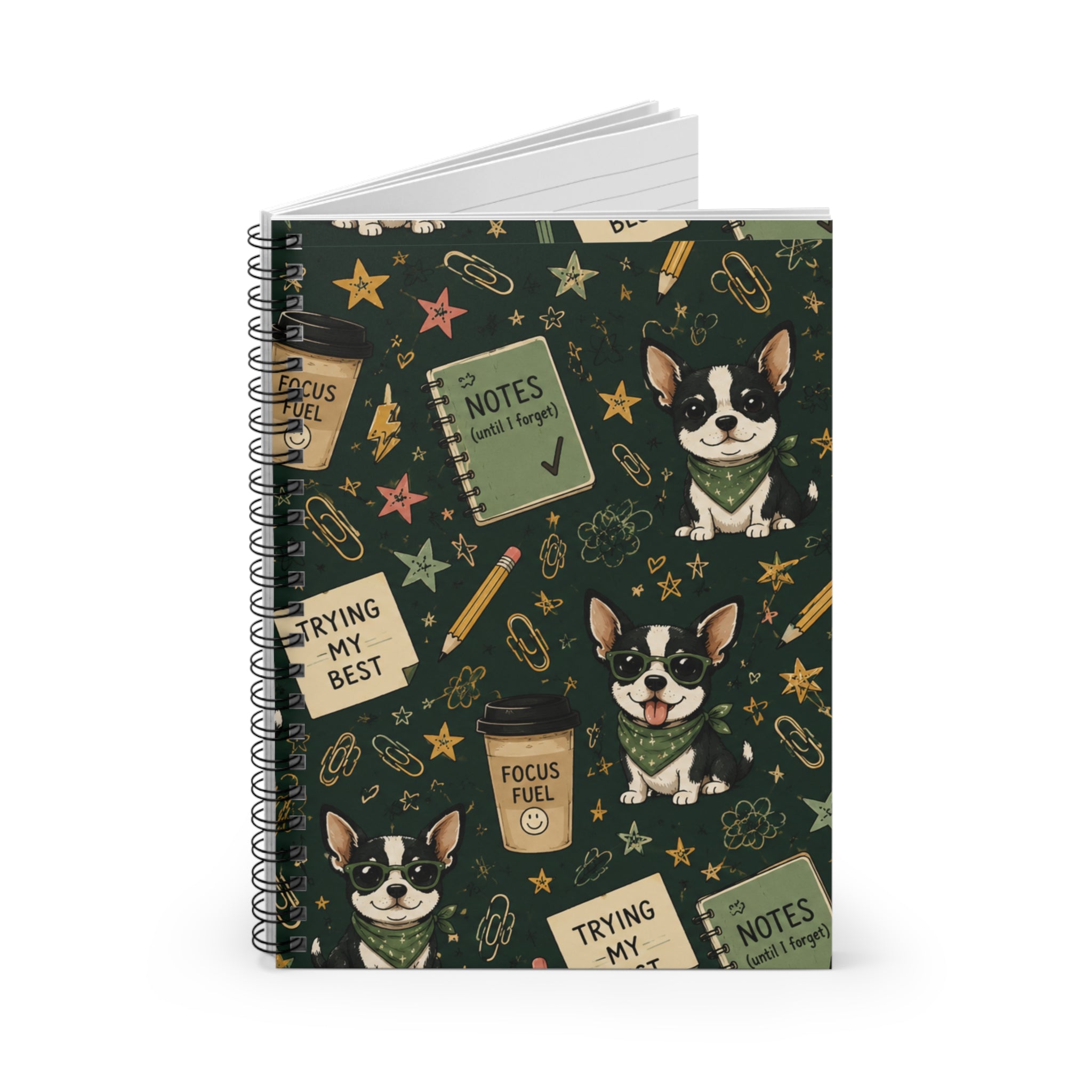 Chihuahua  Study Spiral Notebook — "Notes & Trying My Best" Ruled Journal