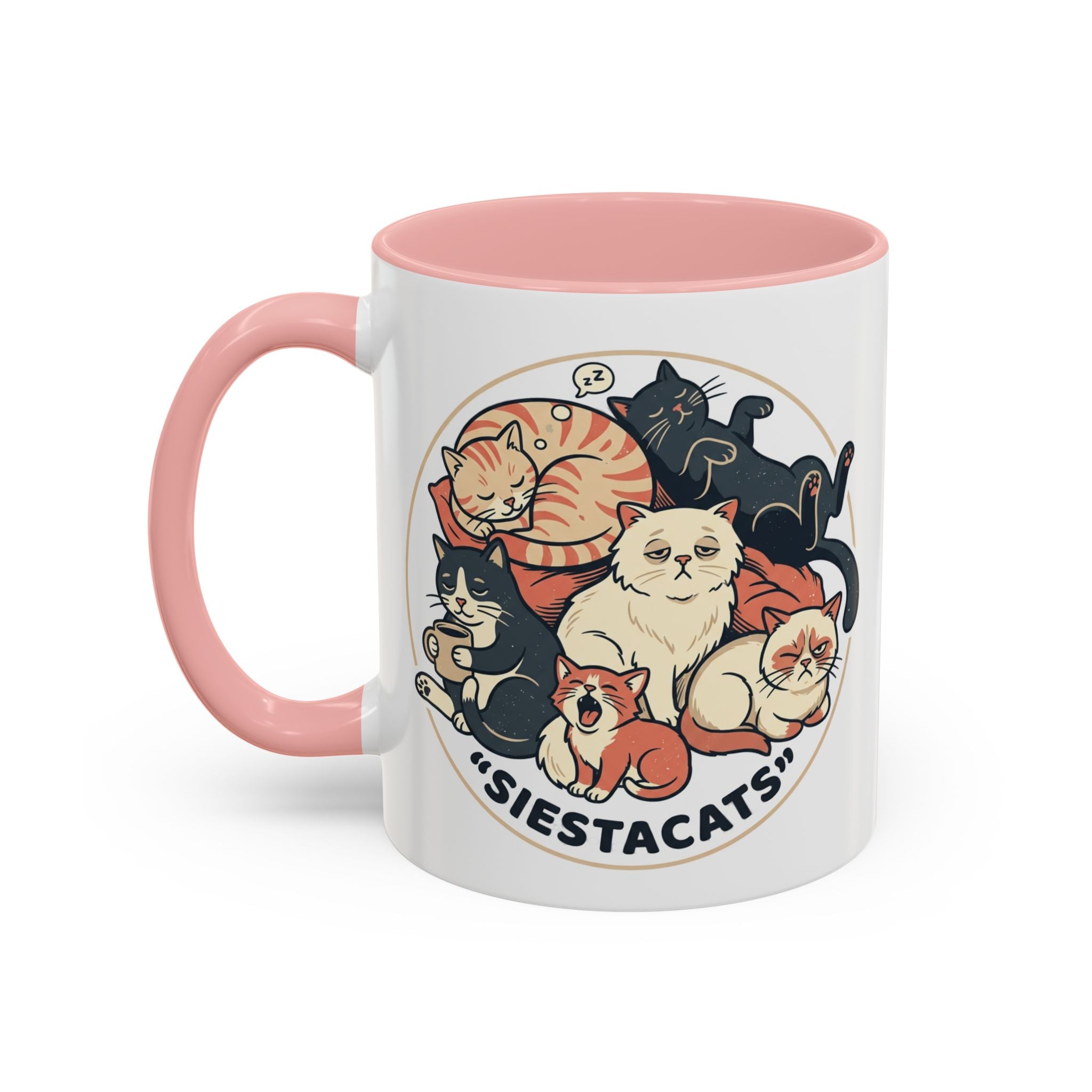 Cat Jester Accent Coffee Mug – Whimsical Vintage Cat Illustration (11/15oz)