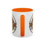 Cat Coffee Mug — Cute Orange Kitty Holding ‘Coffee’ Accent Ceramic Mug (11/15 oz)